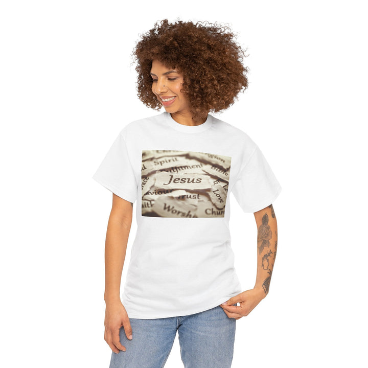 Jesus | Heavy Cotton Tee - Faith Scripture Gift | Gifts Of Words