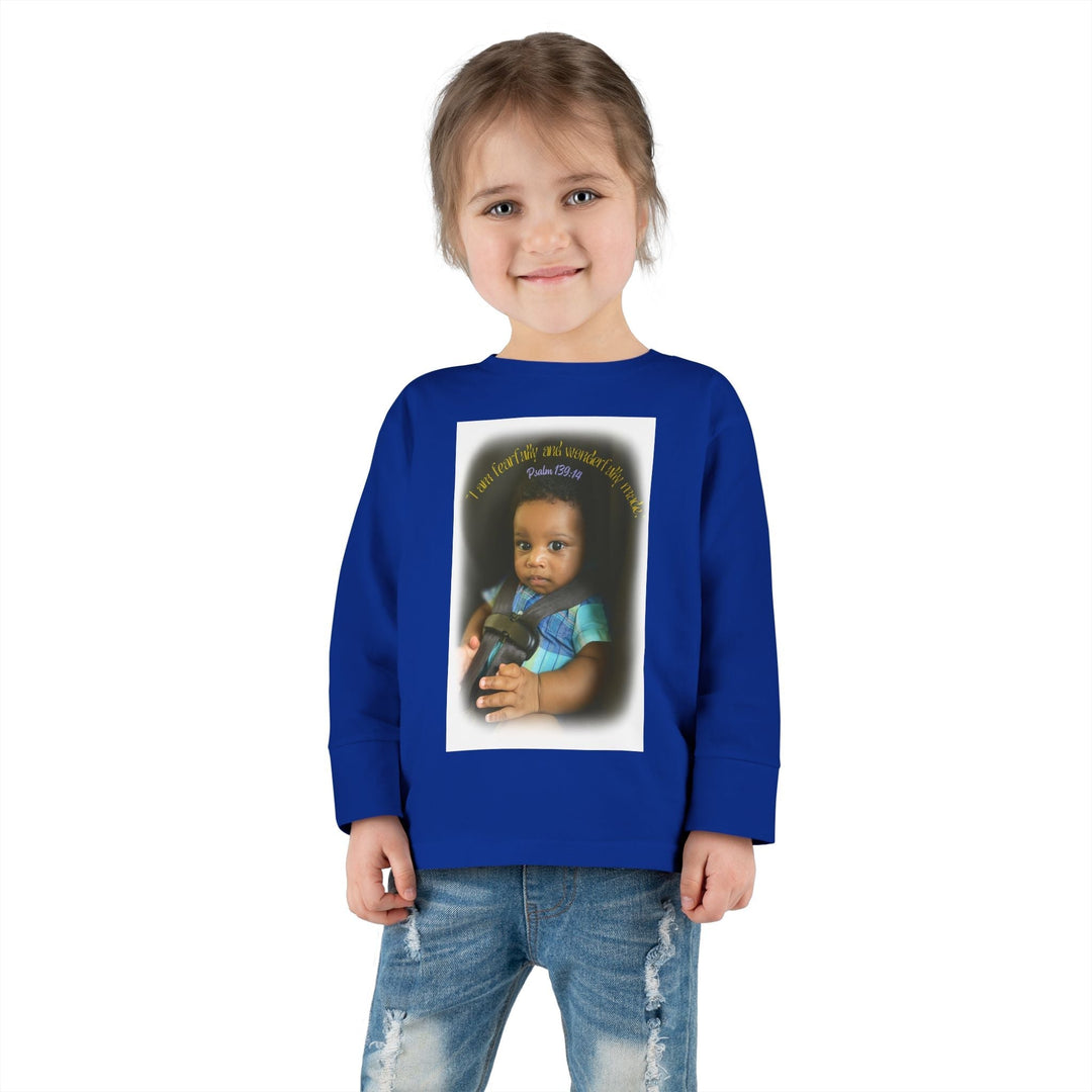 I am fearfally |Toddler Long Sleeve Tee - Faith Scripture Gift | Gifts Of Words