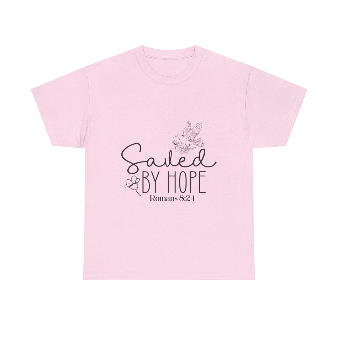 Saved by Hope Romans 8 24-01 Unisex Heavy Cotton Tee - Faith Scripture Gift | Gifts Of Words