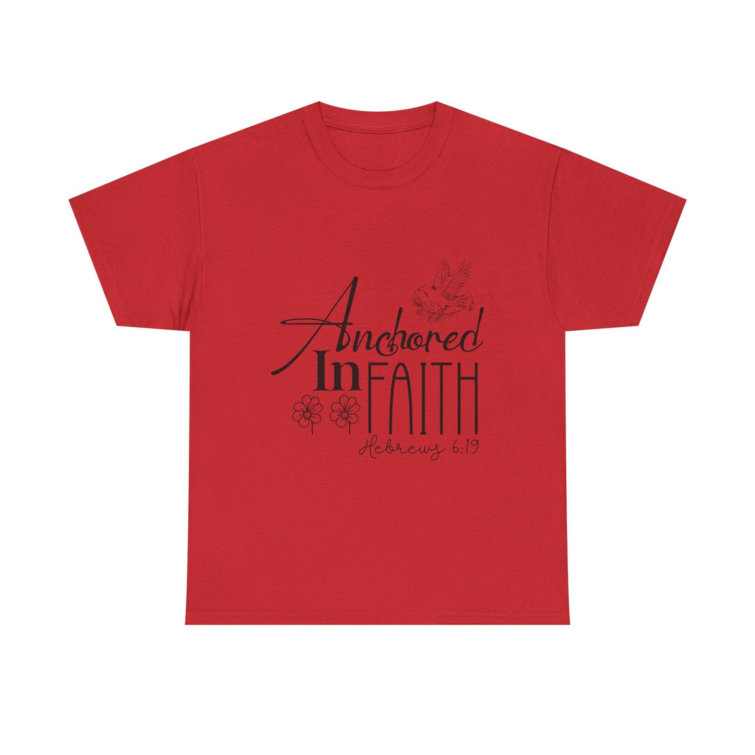 Anchored in Faith Hebrews 6 19-01 Unisex Heavy Cotton Tee - Faith Scripture Gift | Gifts Of Words