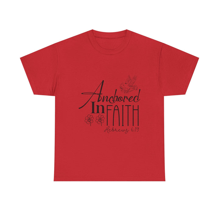 Anchored in Faith Hebrews 6 19-01 Unisex Heavy Cotton Tee - Faith Scripture Gift | Gifts Of Words