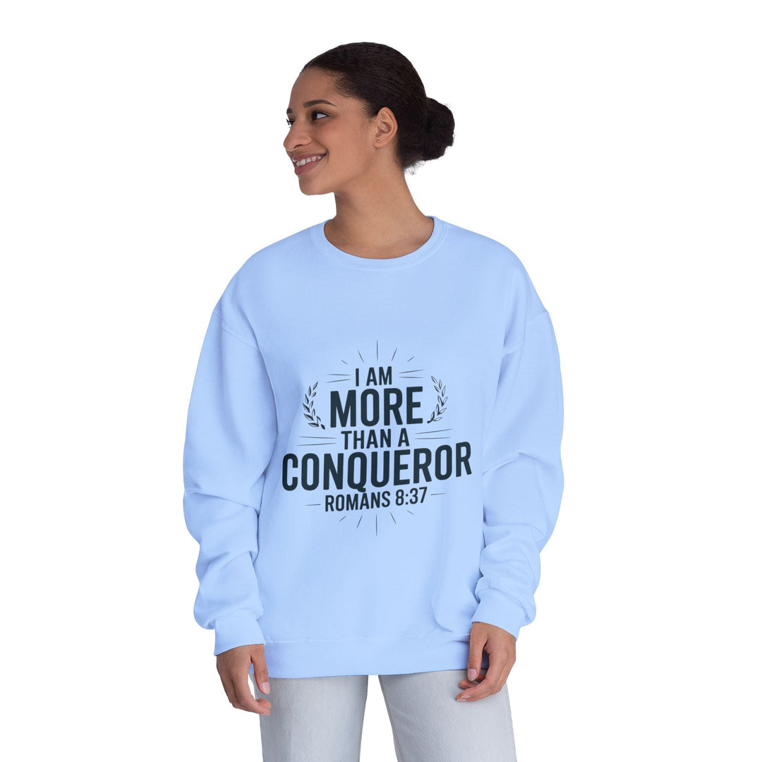 More Than a Conqueror Sweatshirt - Premium Christian Apparel - Faith Scripture Gift | Gifts Of Words