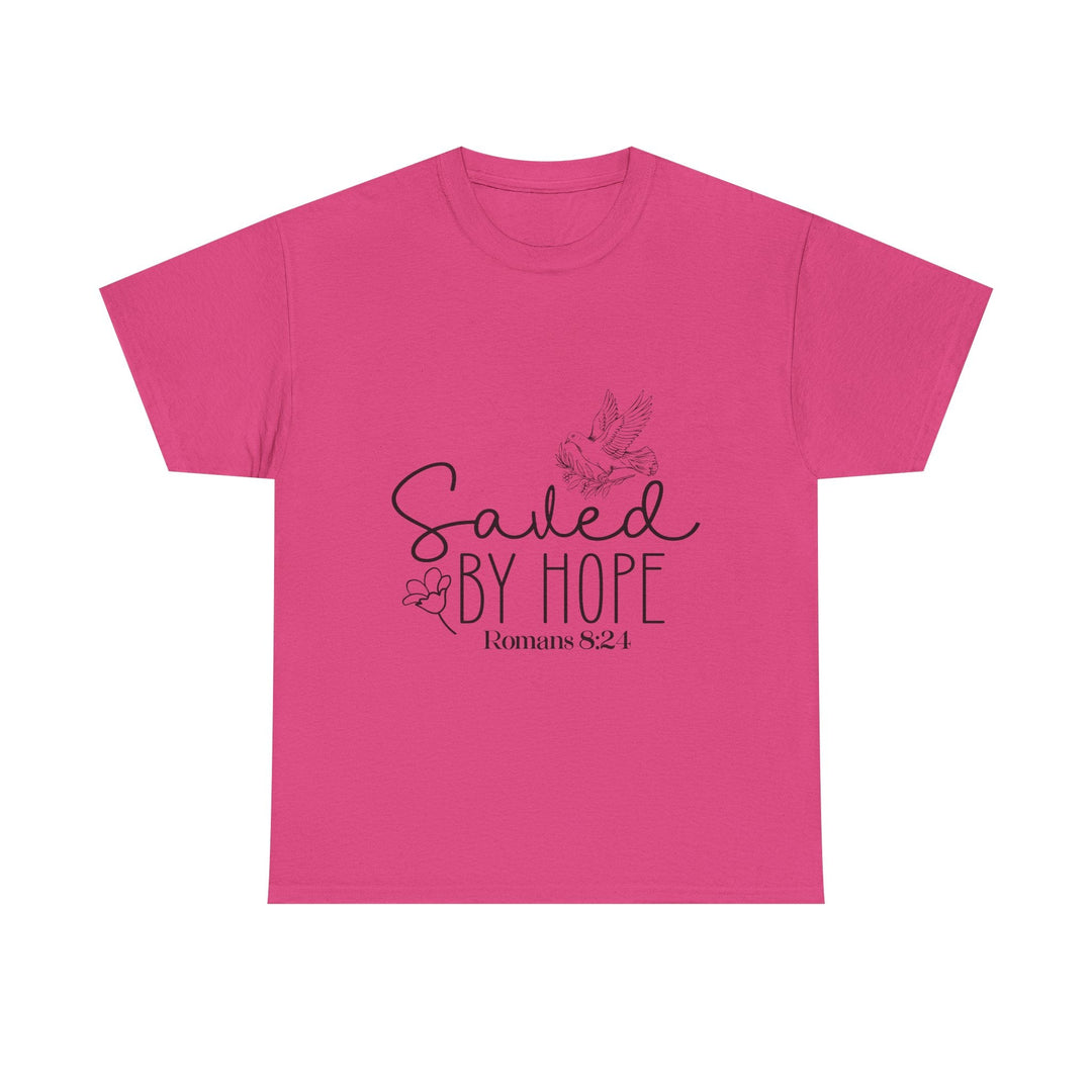 Saved by Hope Romans 8 24-01 Unisex Heavy Cotton Tee - Faith Scripture Gift | Gifts Of Words