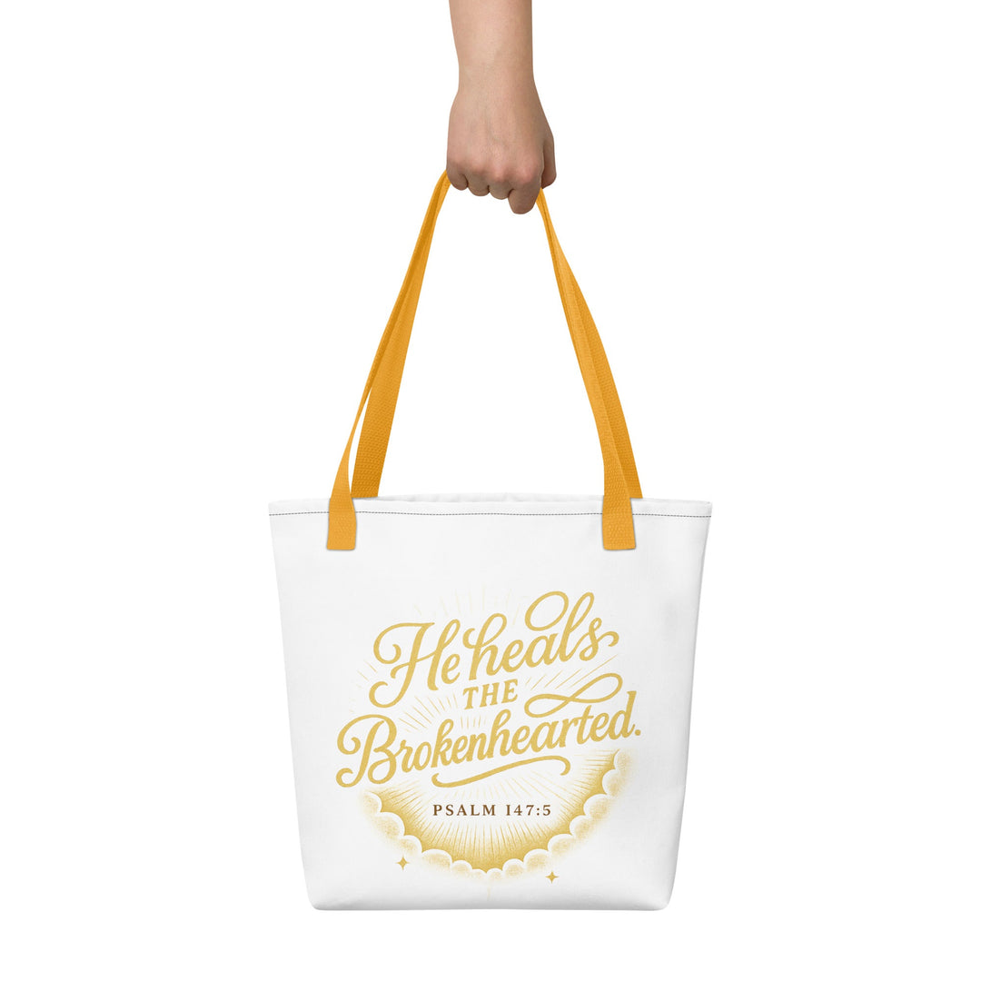 He heals the Brokenhearted Tote bag - Faith Scripture Gift | Gifts Of Words