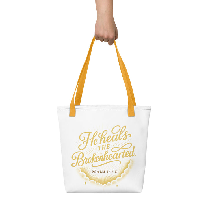 He heals the Brokenhearted Tote bag - Faith Scripture Gift | Gifts Of Words