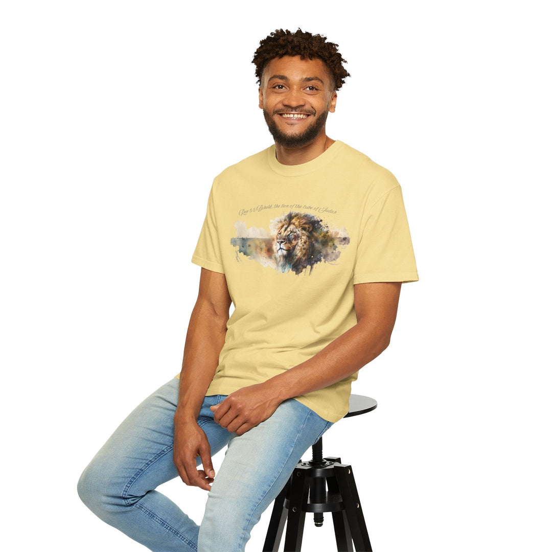 Unisex Christian Lion T-Shirt Rev 5:5 Bible Verse Tee Comfort Colors 1717 Garment-Dyed Shirt  Inspirational Faith Graphic Tee - Faith Scripture Gift | Gifts Of Words