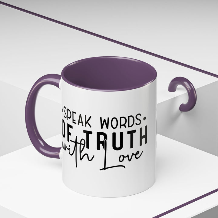 Speak Words Of Truth With Love Accent Coffee Mug (11, 15oz) - Faith Scripture Gift | Gifts Of Words
