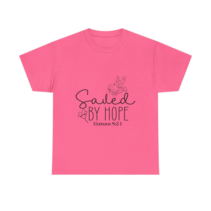 Saved by Hope Romans 8 24-01 Unisex Heavy Cotton Tee - Faith Scripture Gift | Gifts Of Words