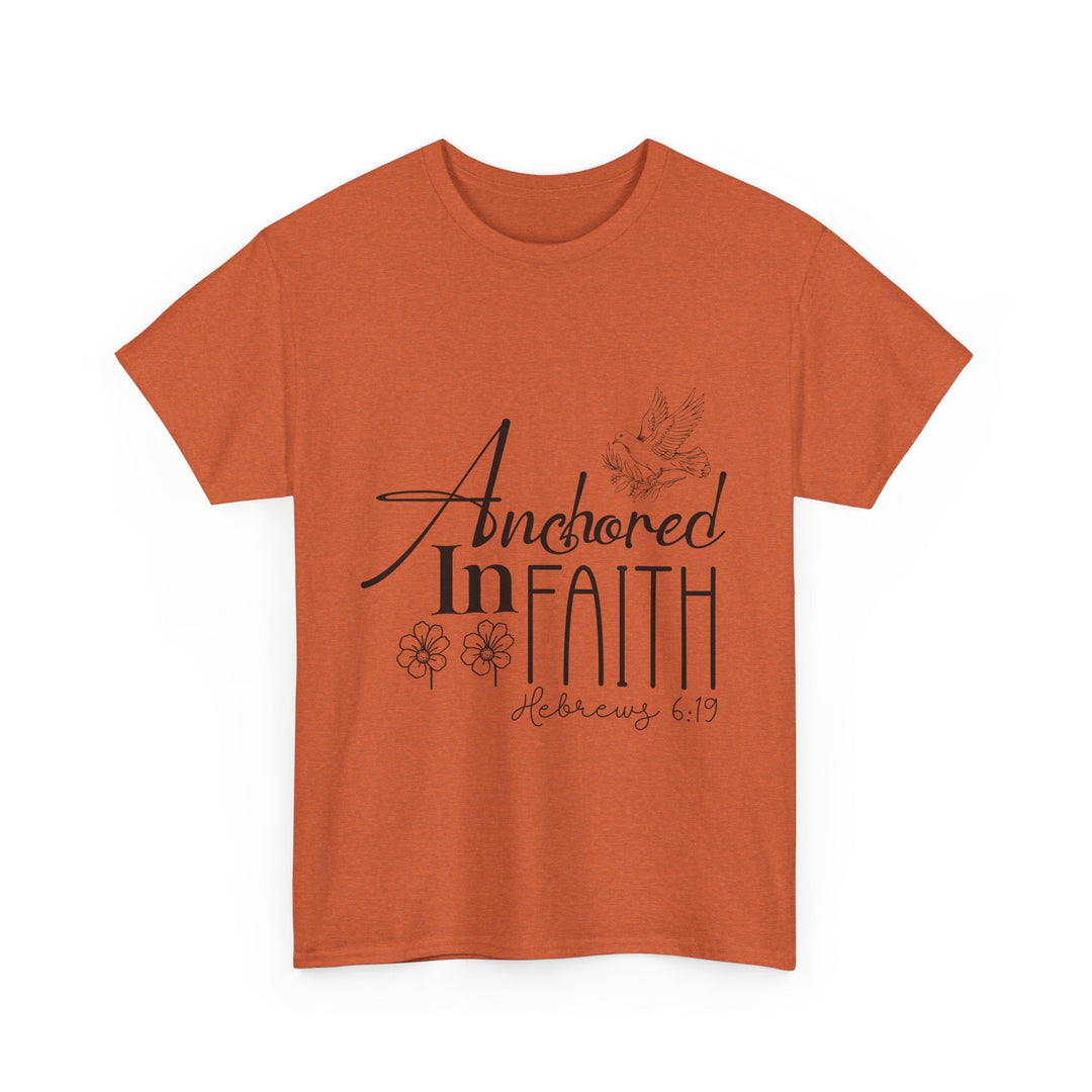 Anchored in Faith Hebrews 6 19-01 Unisex Heavy Cotton Tee - Faith Scripture Gift | Gifts Of Words