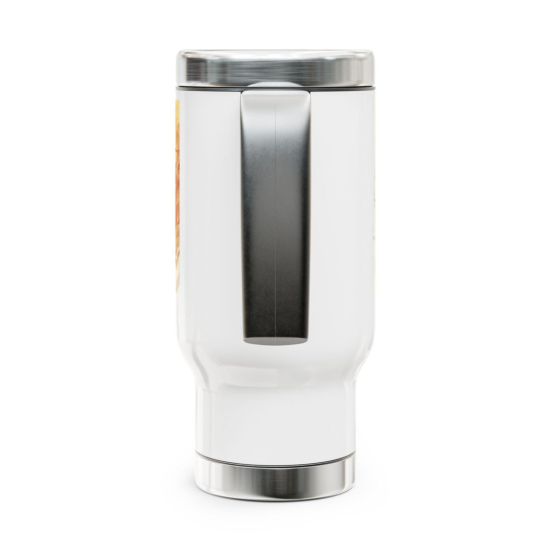 Lion and Lamb Stainless Steel Travel Mug with Handle, 14oz - Faith Scripture Gift | Gifts Of Words