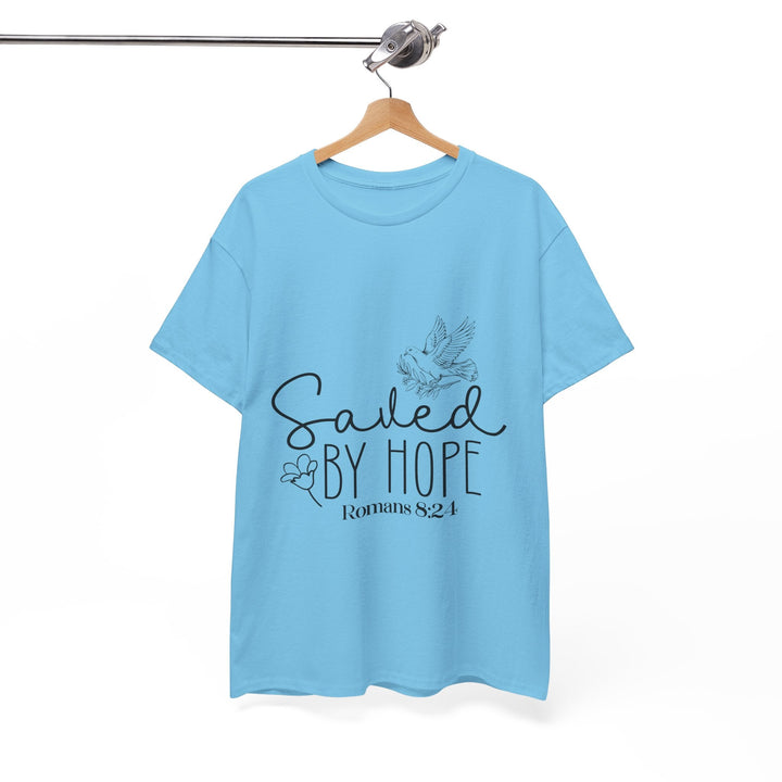 Saved by Hope Romans 8 24-01 Unisex Heavy Cotton Tee - Faith Scripture Gift | Gifts Of Words