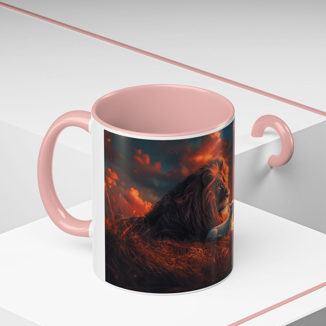 Fiery Sunset Lion Ceramic Mug – Bold Wildlife Art Drinkware Accent Coffee Mug (11, 15oz) - Faith Scripture Gift | Gifts Of Words