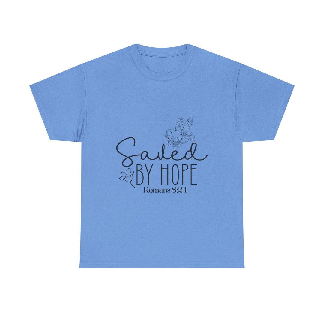 Saved by Hope Romans 8 24-01 Unisex Heavy Cotton Tee - Faith Scripture Gift | Gifts Of Words