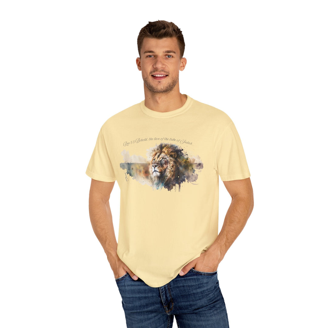 Unisex Christian Lion T-Shirt Rev 5:5 Bible Verse Tee Comfort Colors 1717 Garment-Dyed Shirt  Inspirational Faith Graphic Tee - Faith Scripture Gift | Gifts Of Words