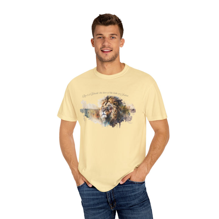 Unisex Christian Lion T-Shirt Rev 5:5 Bible Verse Tee Comfort Colors 1717 Garment-Dyed Shirt  Inspirational Faith Graphic Tee - Faith Scripture Gift | Gifts Of Words