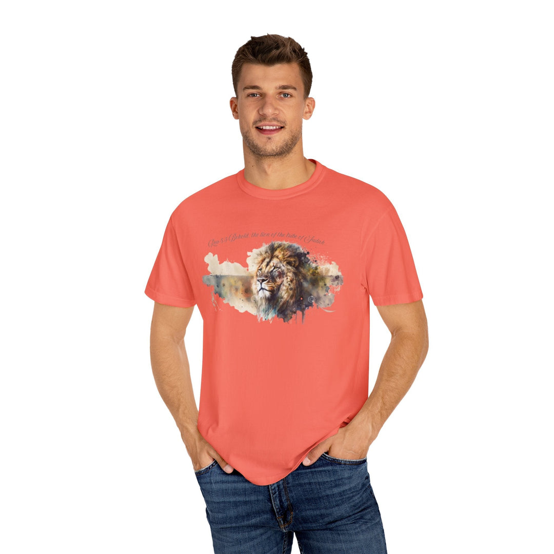 Unisex Christian Lion T-Shirt Rev 5:5 Bible Verse Tee Comfort Colors 1717 Garment-Dyed Shirt  Inspirational Faith Graphic Tee - Faith Scripture Gift | Gifts Of Words