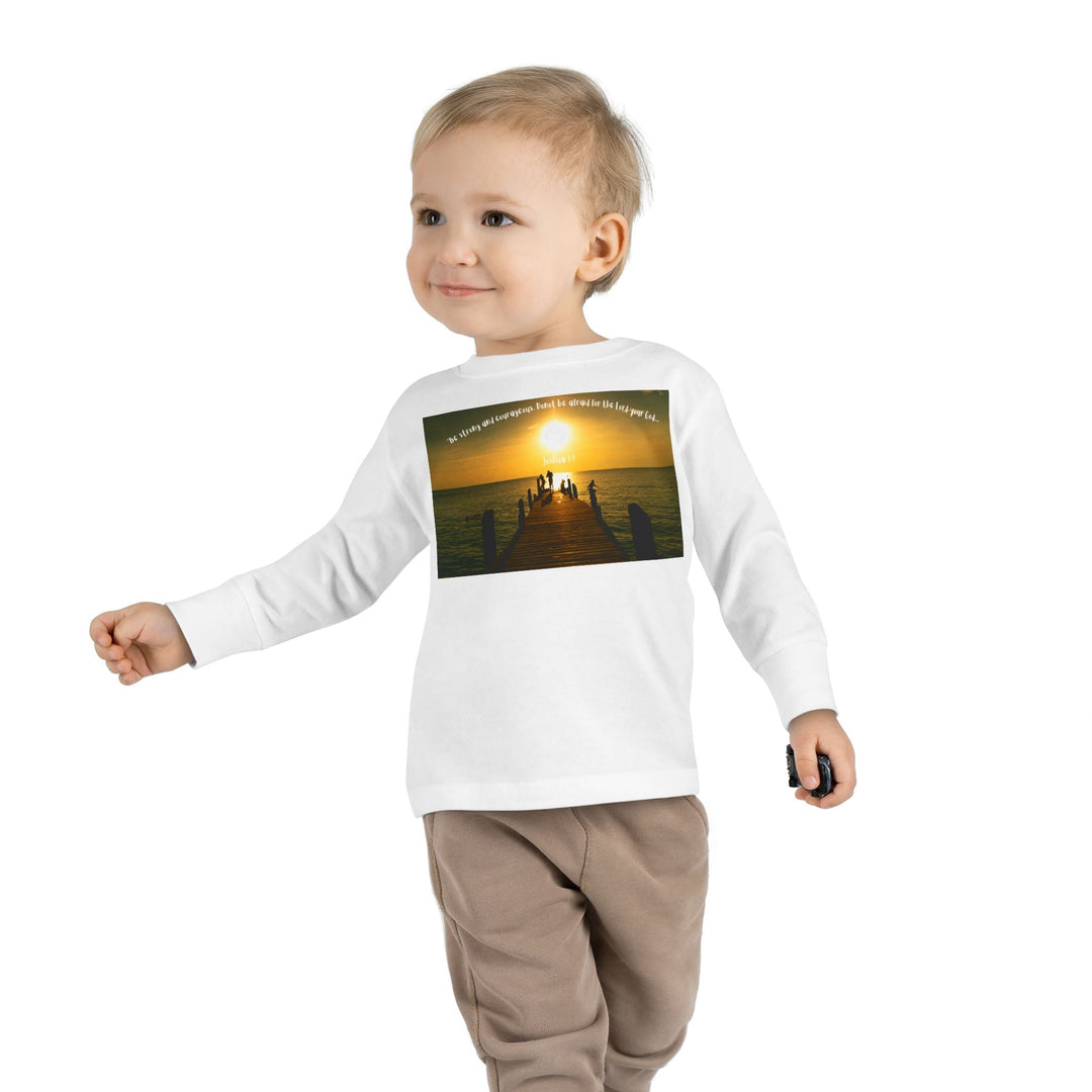 Be Strong |Toddler Long Sleeve Tee - Faith Scripture Gift | Gifts Of Words