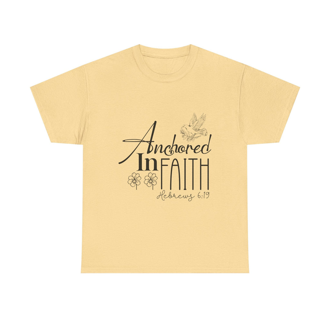 Anchored in Faith Hebrews 6 19-01 Unisex Heavy Cotton Tee - Faith Scripture Gift | Gifts Of Words
