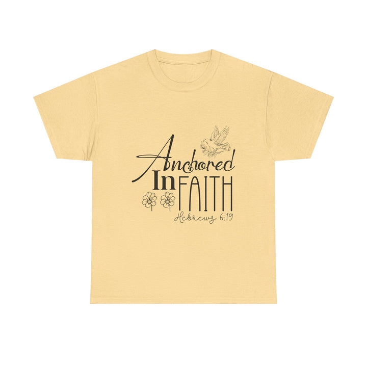 Anchored in Faith Hebrews 6 19-01 Unisex Heavy Cotton Tee - Faith Scripture Gift | Gifts Of Words