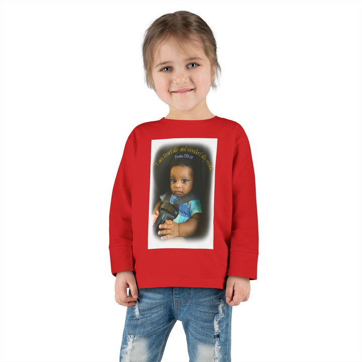 I am fearfally |Toddler Long Sleeve Tee - Faith Scripture Gift | Gifts Of Words