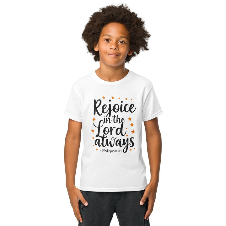 Rejoice Is The Lord Youth t-shirt - Faith Scripture Gift | Gifts Of Words