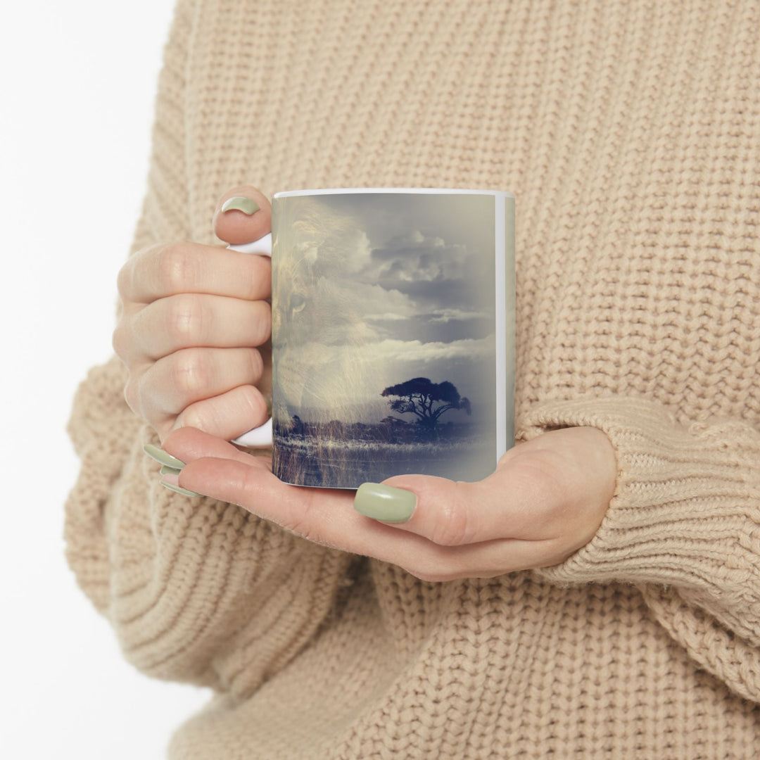 Custom Ceramic Coffee Mug with Lion Print – 11oz & 15oz | BPA-Free, Dishwasher & Microwave Saf - Faith Scripture Gift | Gifts Of Words