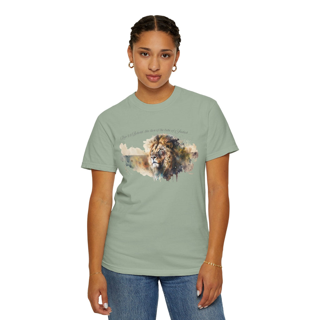 Unisex Christian Lion T-Shirt Rev 5:5 Bible Verse Tee Comfort Colors 1717 Garment-Dyed Shirt  Inspirational Faith Graphic Tee - Faith Scripture Gift | Gifts Of Words