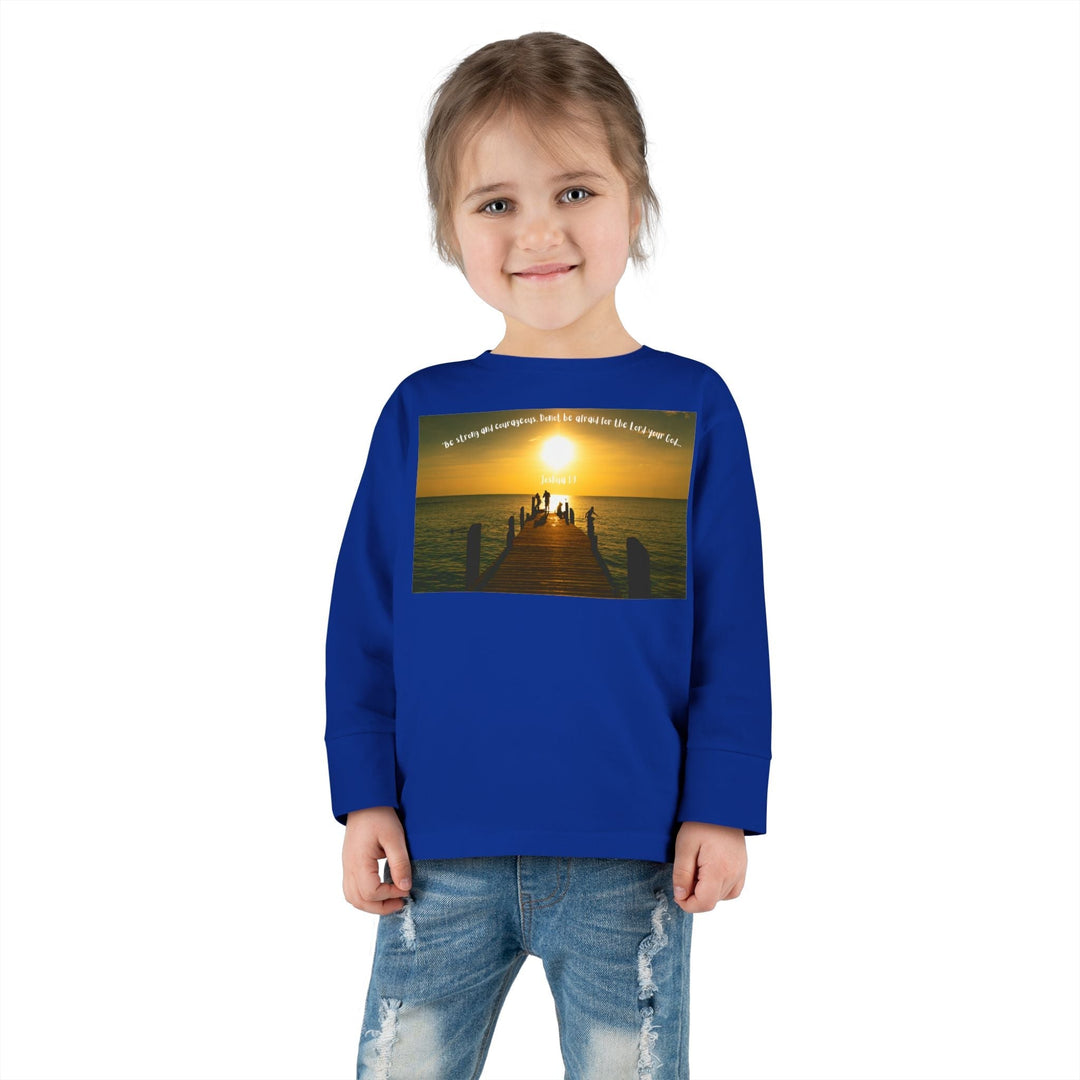 Be Strong |Toddler Long Sleeve Tee - Faith Scripture Gift | Gifts Of Words