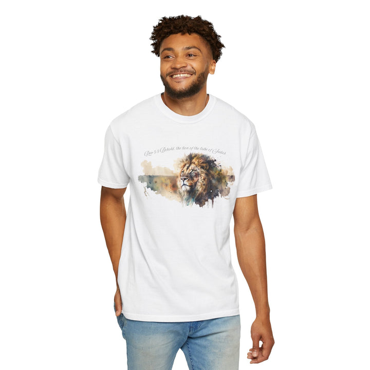 Unisex Christian Lion T-Shirt Rev 5:5 Bible Verse Tee Comfort Colors 1717 Garment-Dyed Shirt  Inspirational Faith Graphic Tee - Faith Scripture Gift | Gifts Of Words