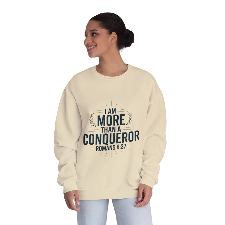 More Than a Conqueror Sweatshirt - Premium Christian Apparel - Faith Scripture Gift | Gifts Of Words