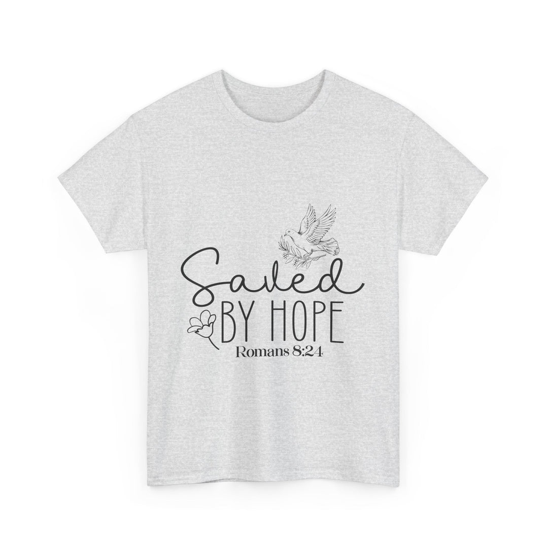 Saved by Hope Romans 8 24-01 Unisex Heavy Cotton Tee - Faith Scripture Gift | Gifts Of Words