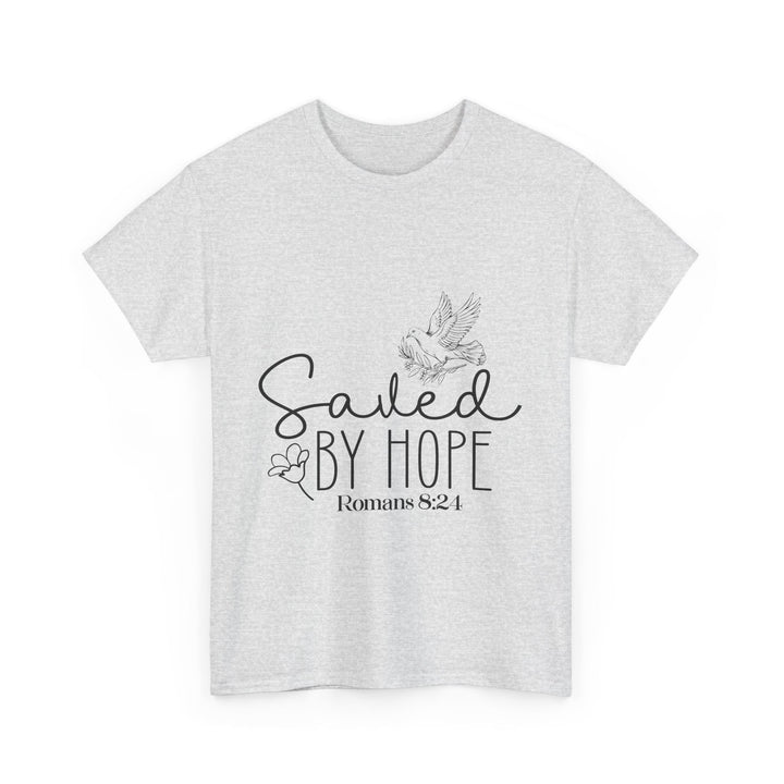 Saved by Hope Romans 8 24-01 Unisex Heavy Cotton Tee - Faith Scripture Gift | Gifts Of Words