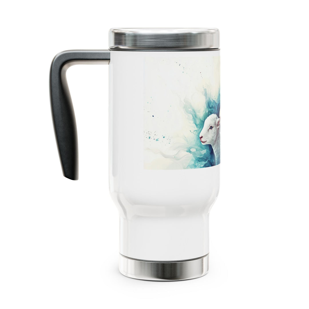 Lion and Lamb Stainless Steel Travel Mug with Handle, 14oz - Faith Scripture Gift | Gifts Of Words