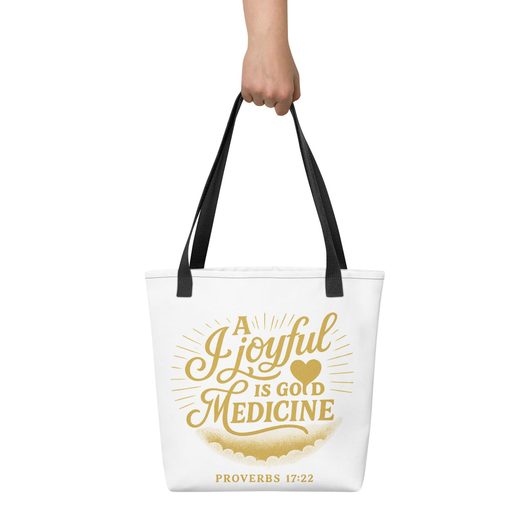 A joyful is a good medicine T-shirt Tote bag - Faith Scripture Gift | Gifts Of Words