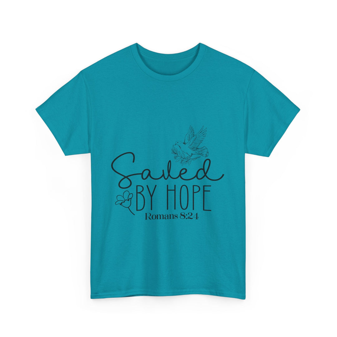 Saved by Hope Romans 8 24-01 Unisex Heavy Cotton Tee - Faith Scripture Gift | Gifts Of Words