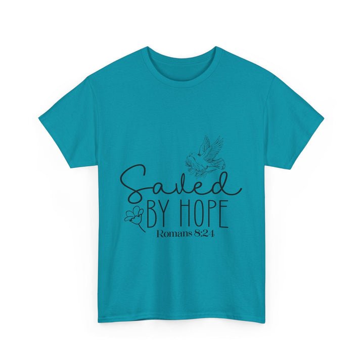Saved by Hope Romans 8 24-01 Unisex Heavy Cotton Tee - Faith Scripture Gift | Gifts Of Words