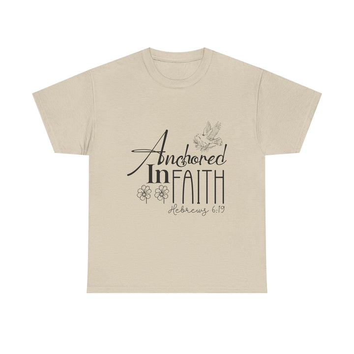Anchored in Faith Hebrews 6 19-01 Unisex Heavy Cotton Tee - Faith Scripture Gift | Gifts Of Words