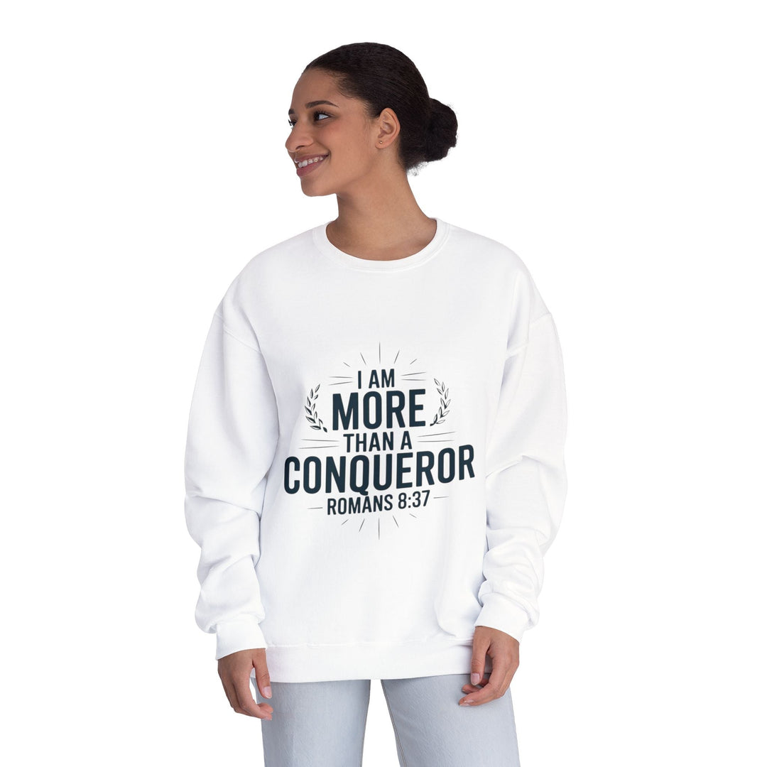 More Than a Conqueror Sweatshirt - Premium Christian Apparel - Faith Scripture Gift | Gifts Of Words