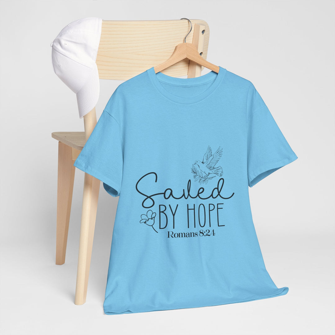 Saved by Hope Romans 8 24-01 Unisex Heavy Cotton Tee - Faith Scripture Gift | Gifts Of Words