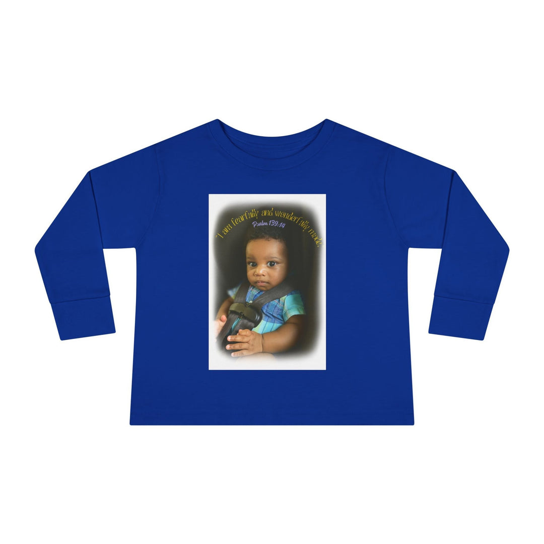 I am fearfally |Toddler Long Sleeve Tee - Faith Scripture Gift | Gifts Of Words