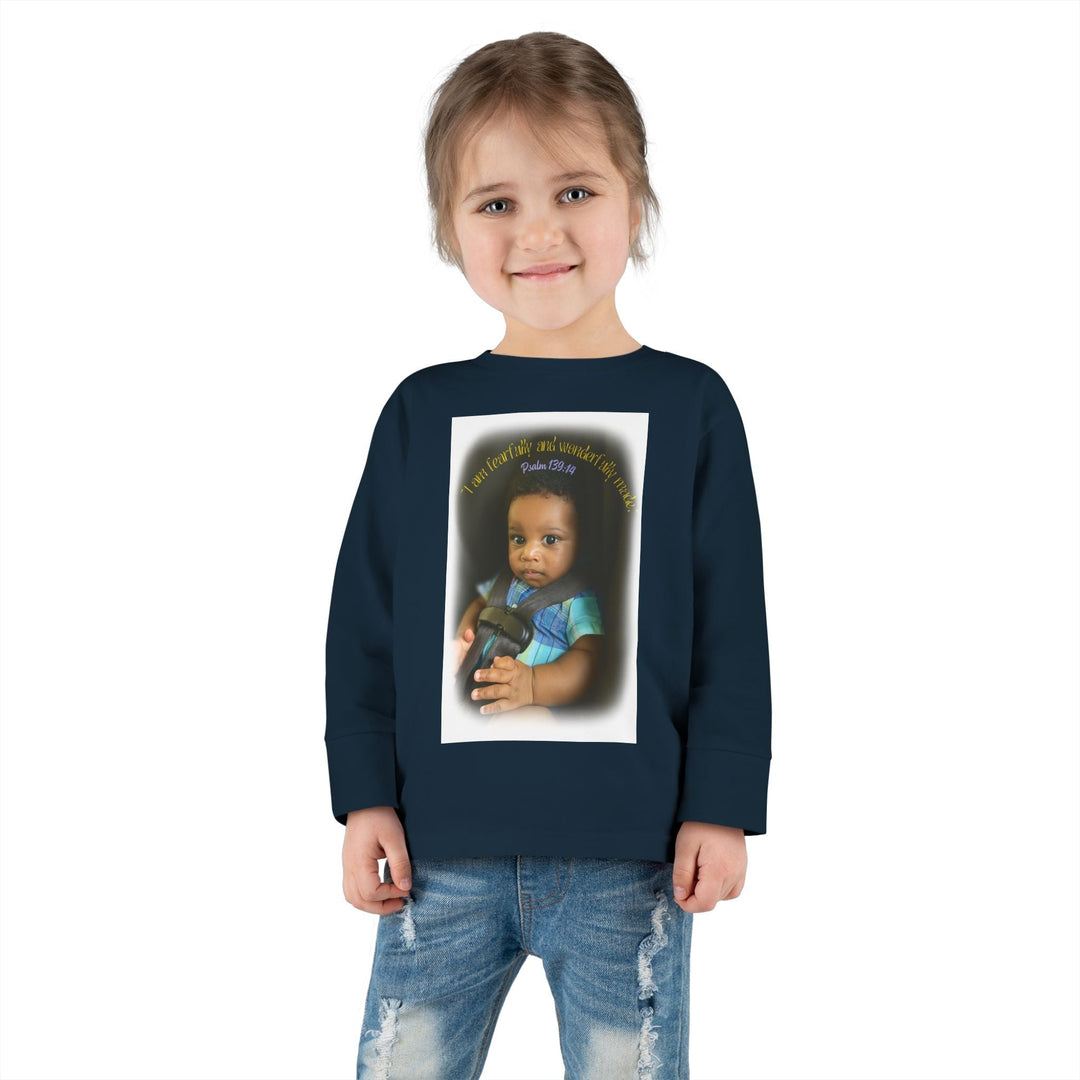 I am fearfally |Toddler Long Sleeve Tee - Faith Scripture Gift | Gifts Of Words