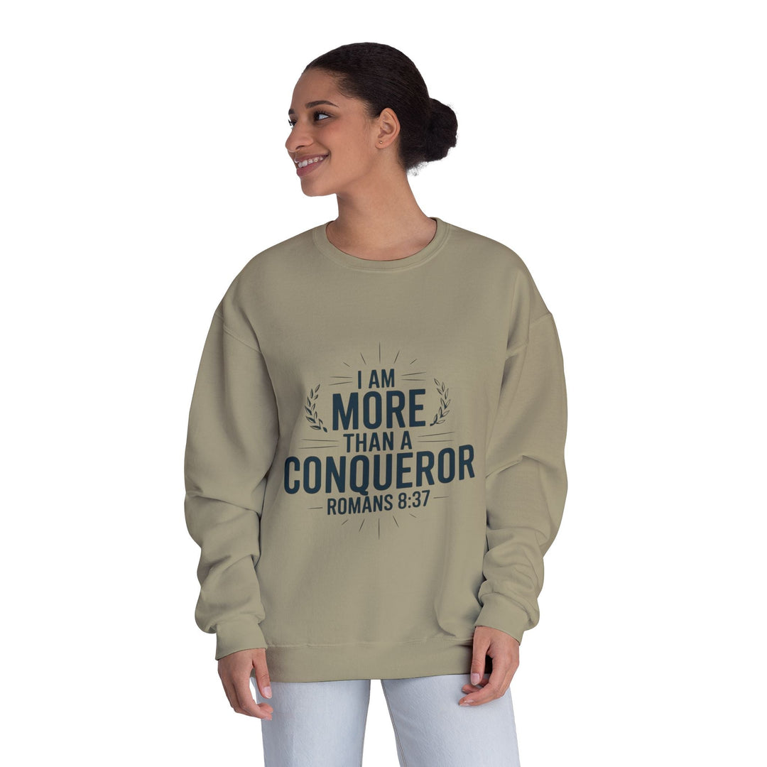 More Than a Conqueror Sweatshirt - Premium Christian Apparel - Faith Scripture Gift | Gifts Of Words