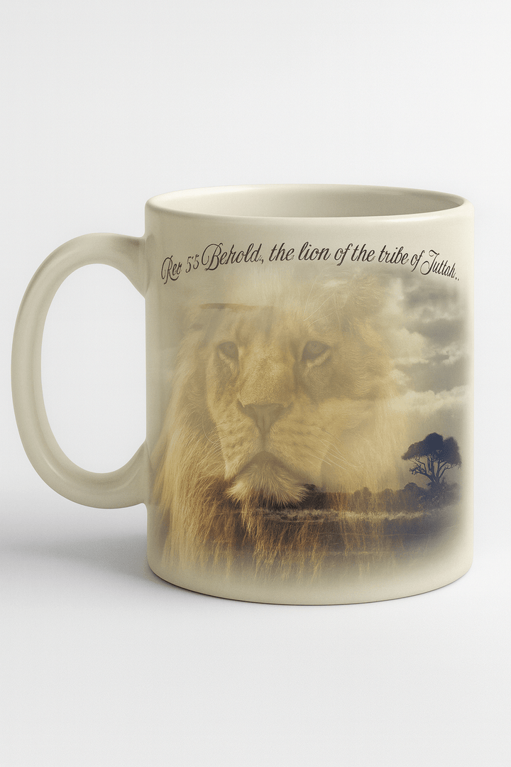 Tribe of Judah Ceramic Mug – Christian Coffee Cup | Lion of Judah Scripture Mug | Spiritual Gift for Men & Women Ceramic Mug, (11oz, 15oz) - Faith Scripture Gift | Gifts Of Words